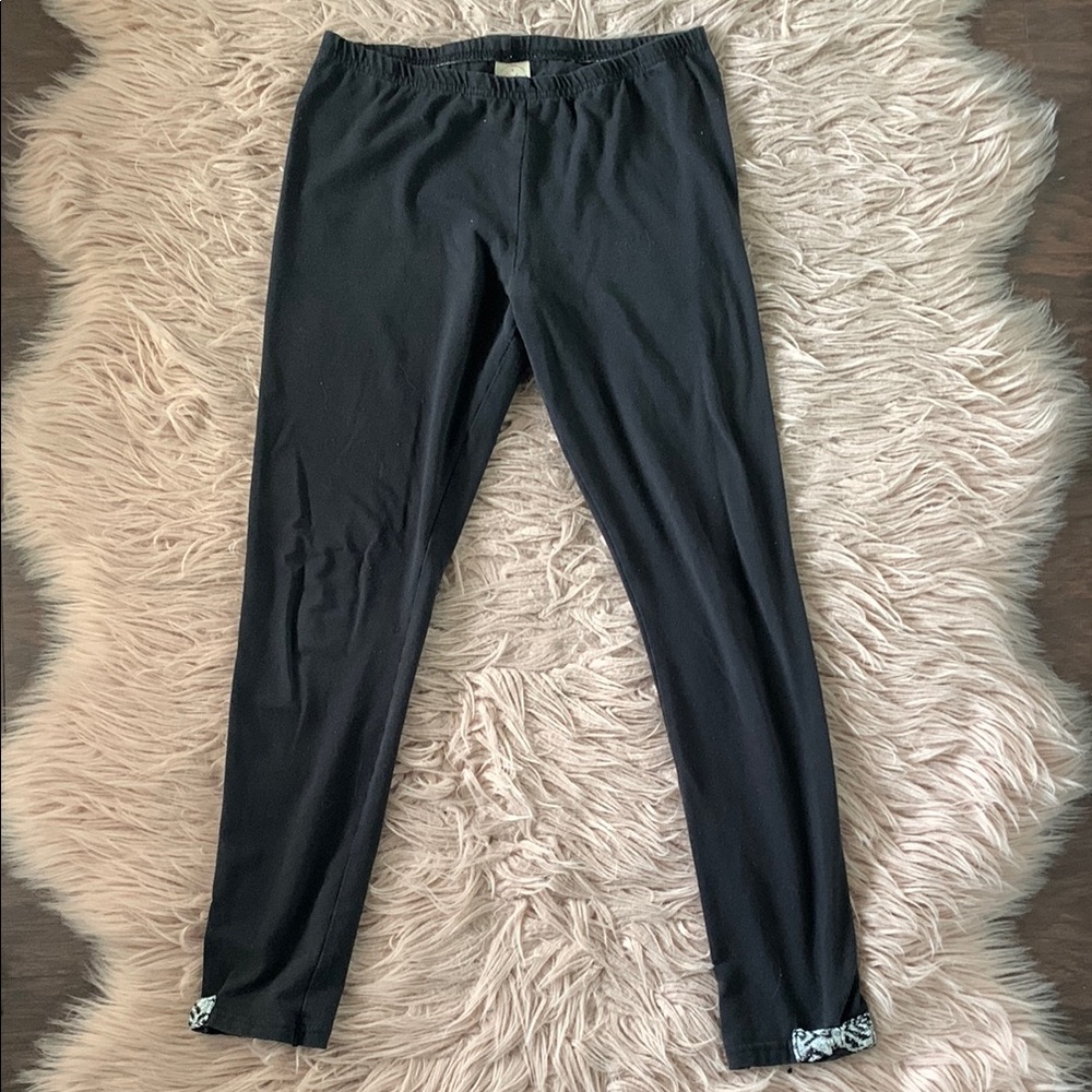 Faded Glory Girl’s Black Leggings with Patterned Cuffs